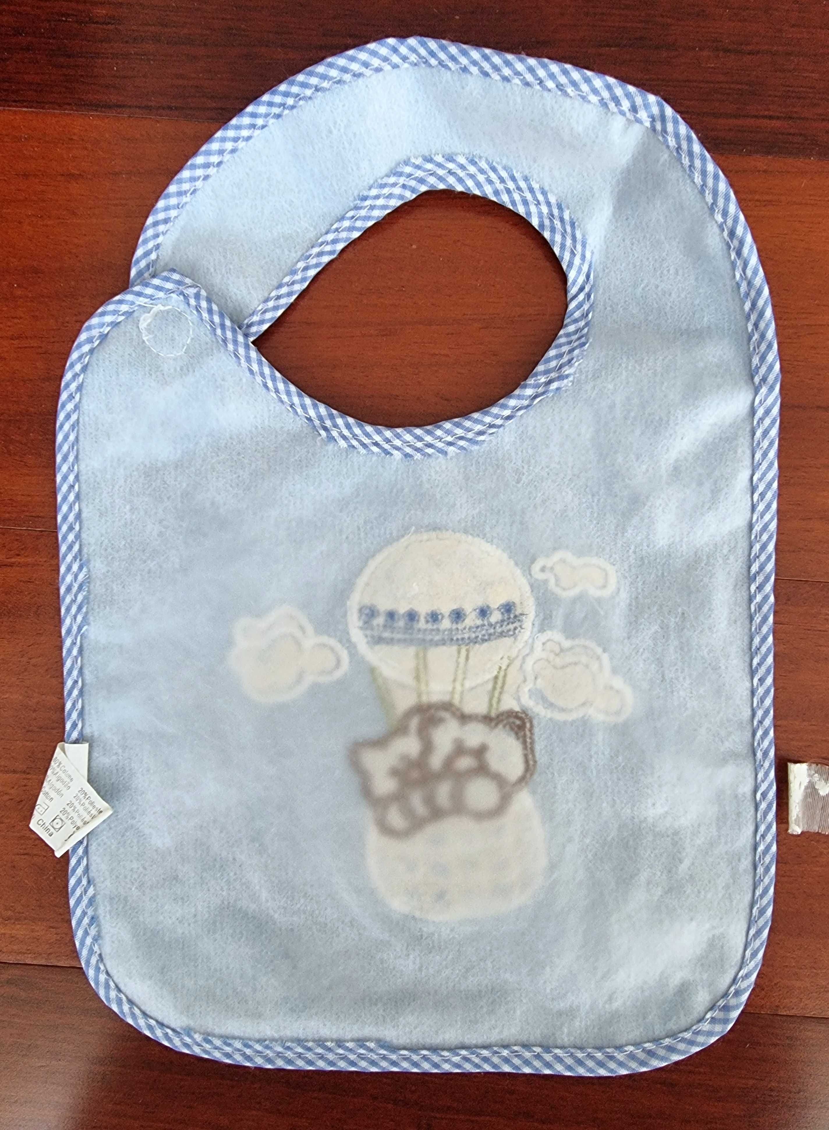 Conjunto de 3 babetes em tons de azul 80% algodão