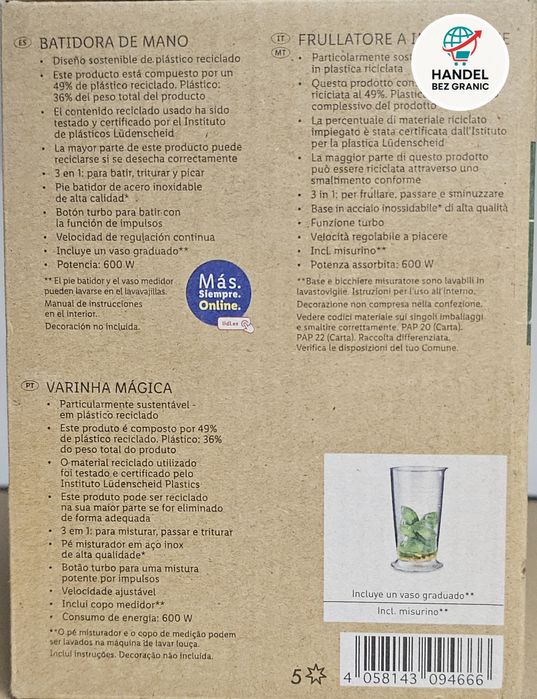 Blender ręczny Greener recycle SSMR 600 A1