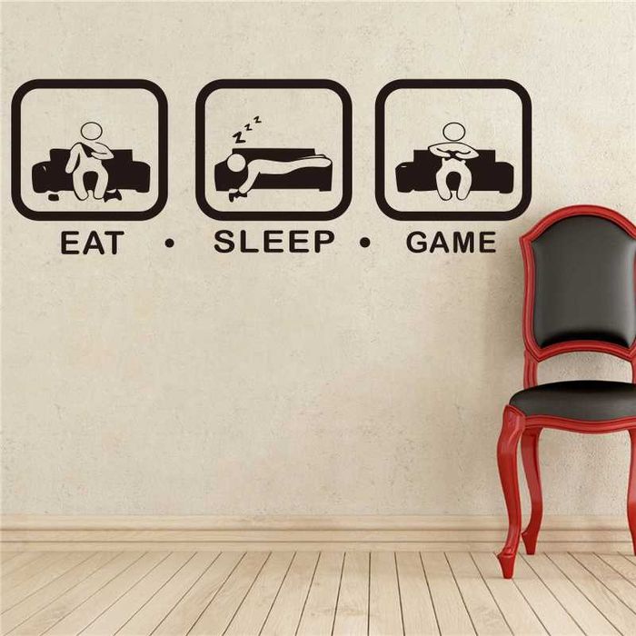 Autocolante de parede "EAT # SLEEP # GAME"