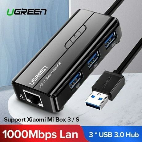 Ugreen 2 в 1 USB хаб 3.0+Gigabit Ethernet LAN RJ45 Mi Box S Гарантия!