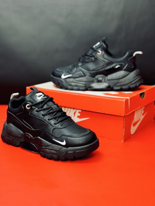 Осенние Кожаные кроссовки Nike мужские на теплой подошве Найк Осень