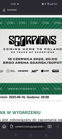 Dwa bilety na koncert Scorpions Ergo Arena 16.06.2025