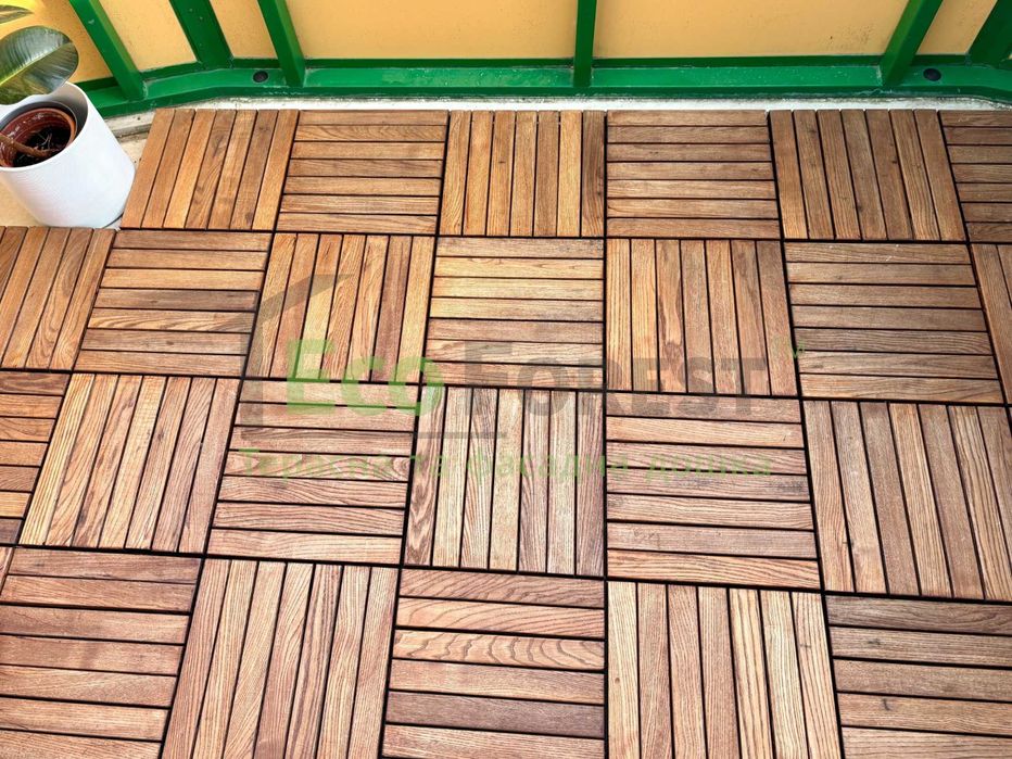 Террасная доска. Садовий паркет Термоясень 320х320х35мм.