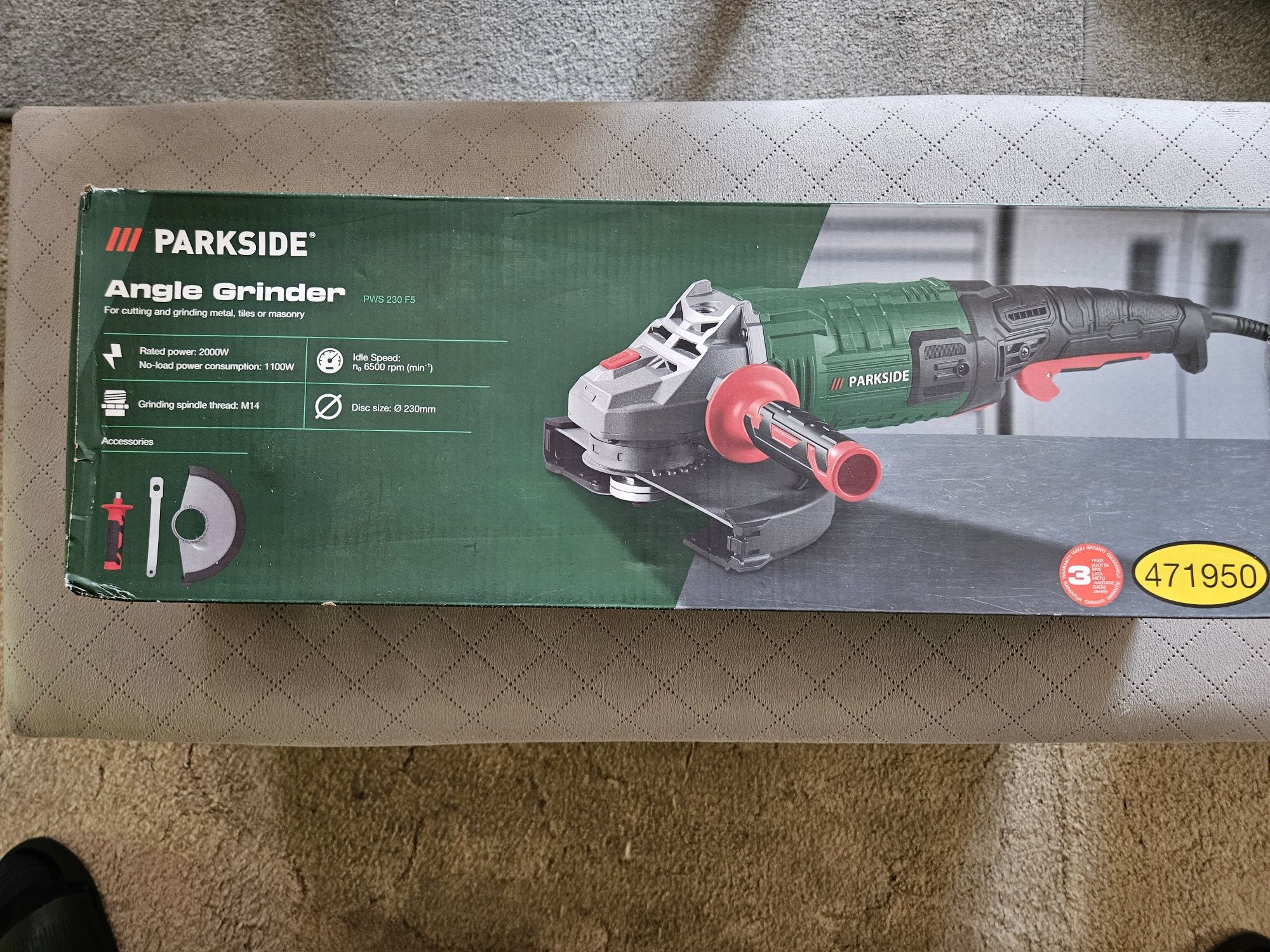 Parkside szlifierka kątowa PWS 230 F5,2000W,BYK
PWS 230 F5,
2000 W,
Ø