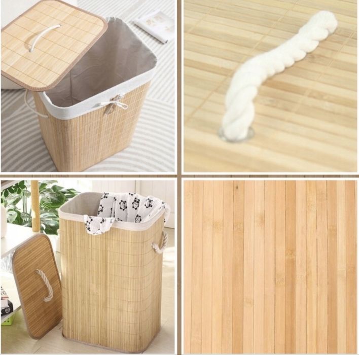 Kosz na pranie SONGMICS LCB10Y bambusowy skladany nowy