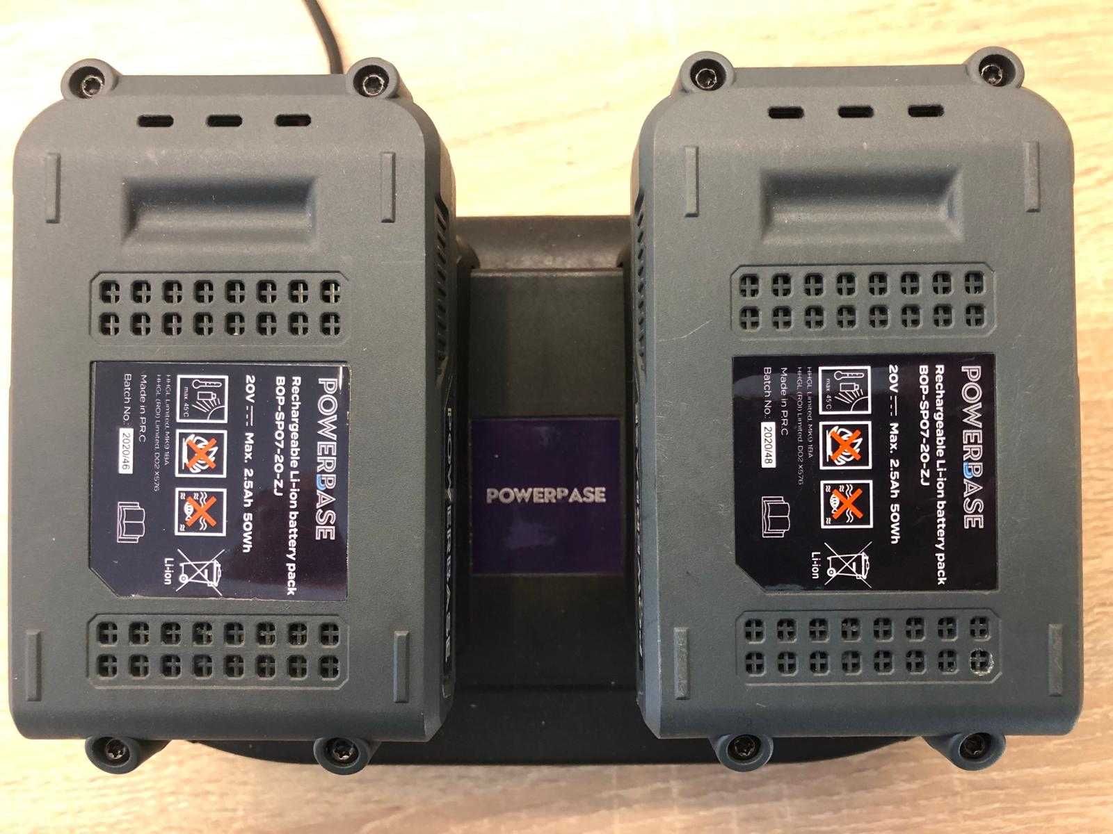 Powerbase ładowarka  z dwoma akumulatorami 2.5Ah 20V