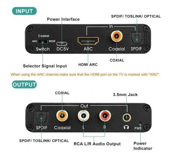 hdmi arc konwerter audio 192 khz dac arc