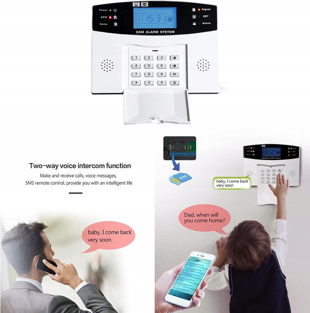 Domowy system alarmowy WiFi GSM, 2-drożny interkom głosowy