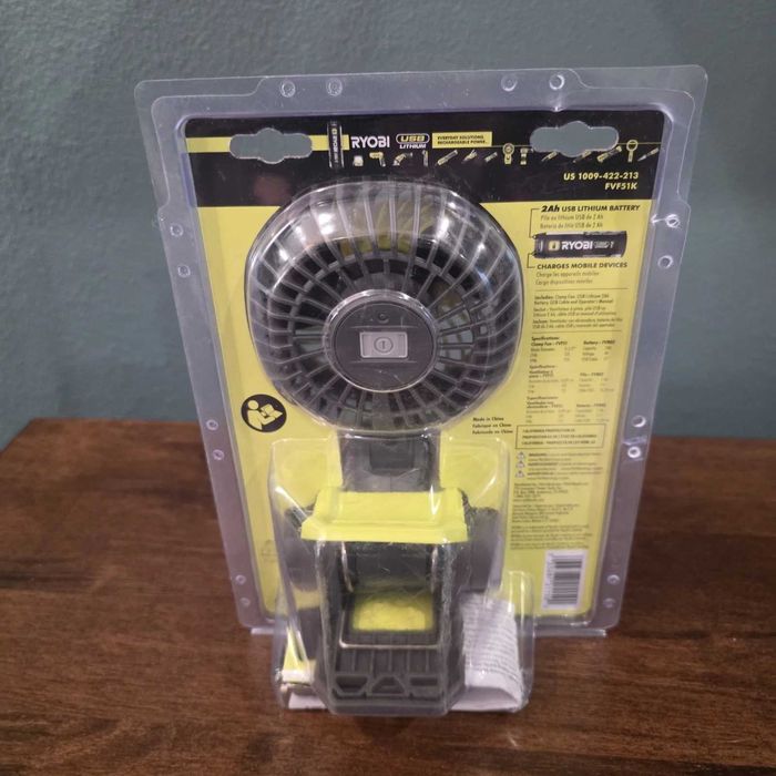 Kit de ventoinha de encaixe com bateria de lítio USB Ryobi - Verde