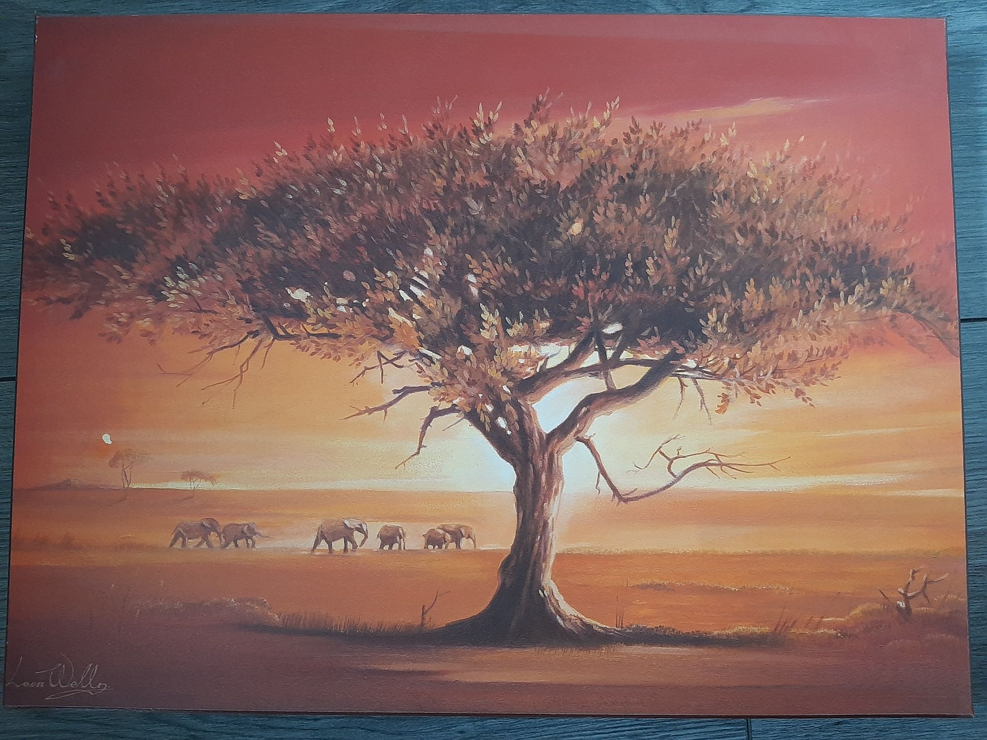 Elegancki obraz do powieszenia drzewo ze słoniami
