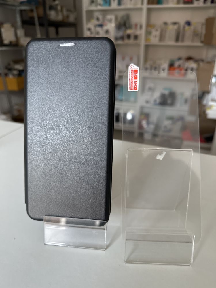 Szkło hartowane i etui zamykane czarne do SAMSUNG A05s