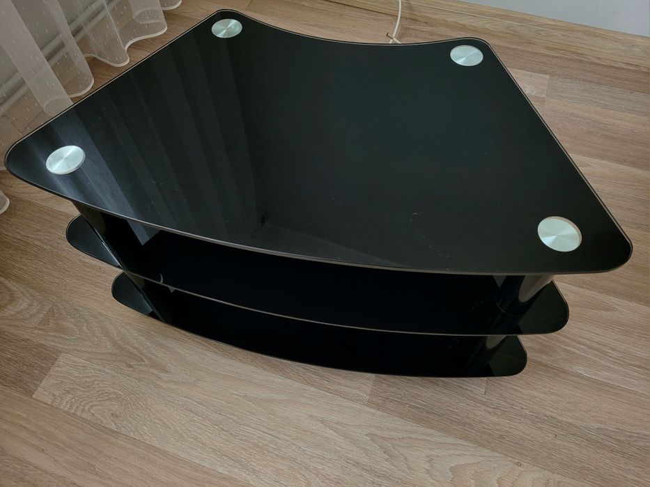 Stolik szklany czarny pod telewizor RTV TV Bobolic