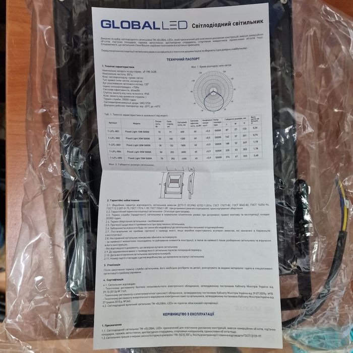 Новий ліхтар, лампа, прожектор LED Global Flood Light 50w 5000K