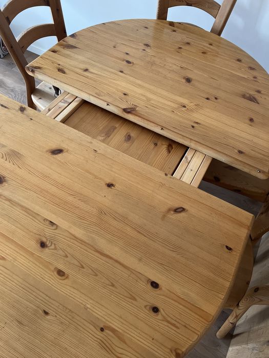 Stól drewniany rozkladany z 6 krzesłami