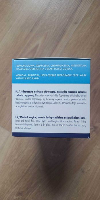 Opakowanie jednorazowych maseczek ochronnych - 50szt w opakowaniu