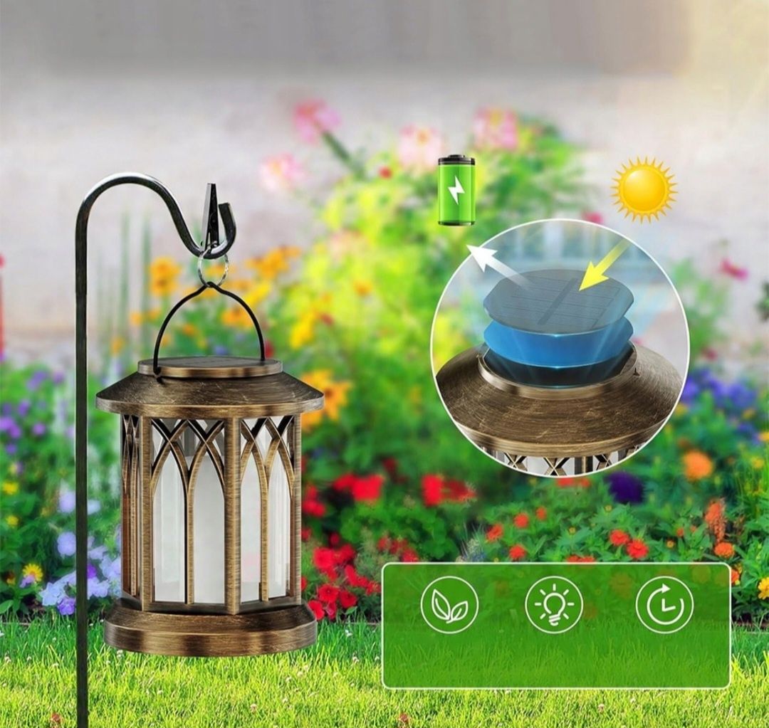 2szt Latarnie solarne z efektem tańczącego płomienia IP65