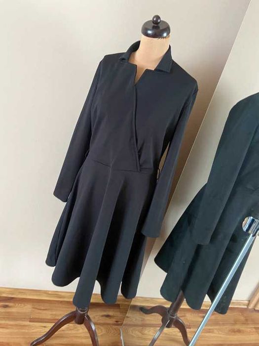 44 42 mohito czarna sukienka basic rozkloszowana +size
