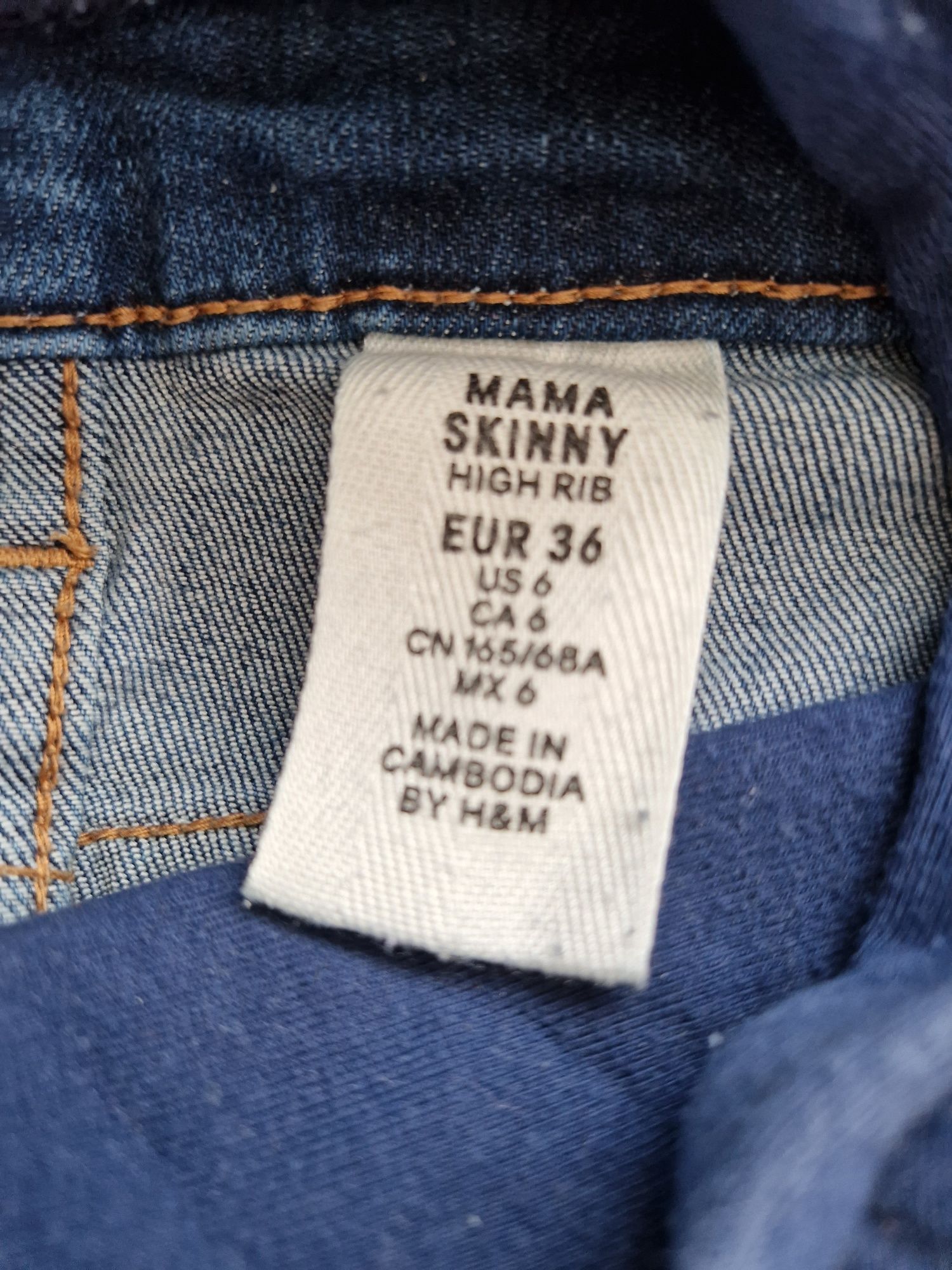 Jeansy ciążowe spodnie H&M Mama S 36