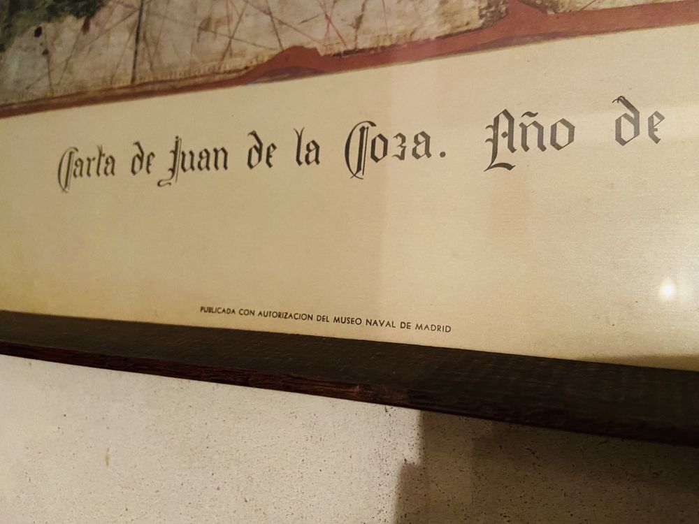 Quadro da pintura com carta de Juan de la Cosa 1500