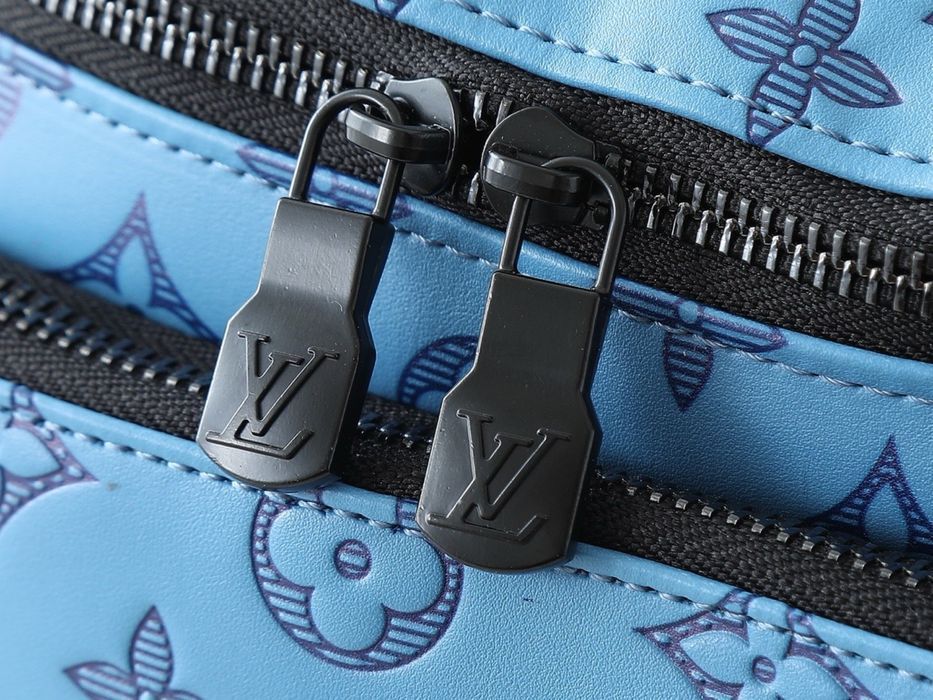 LOUIS VUITTON бананка голубая мужская синяя джинсовая кожаная оригинал