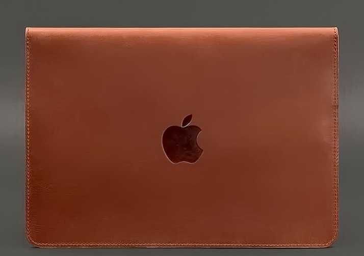 Кожаный ЧЕХОЛ коньяк для MACBOOK AIR/PRO 13'' клапан на магнитах