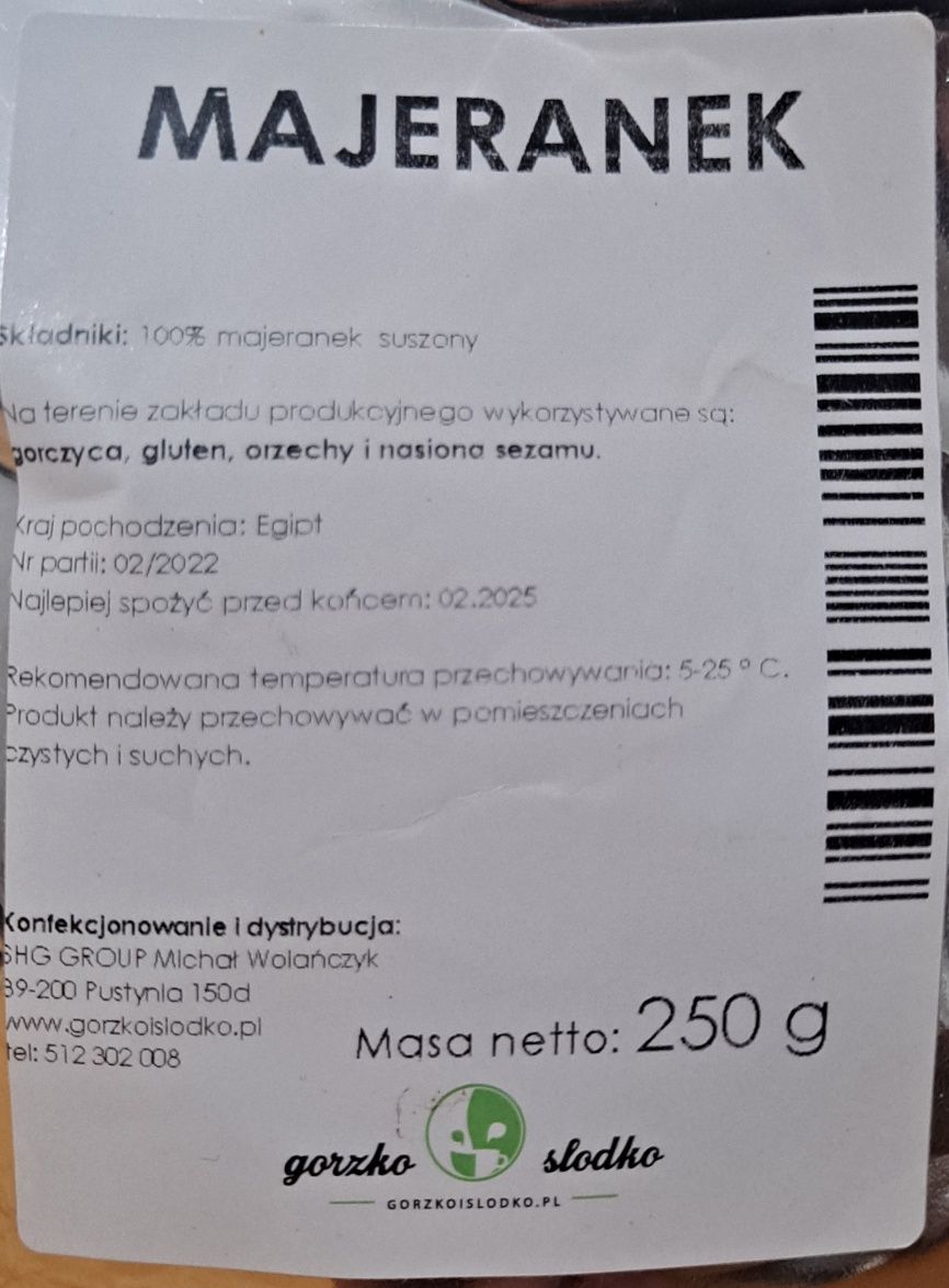 Aromatyczna przyprawa majeranek suszony 250 g