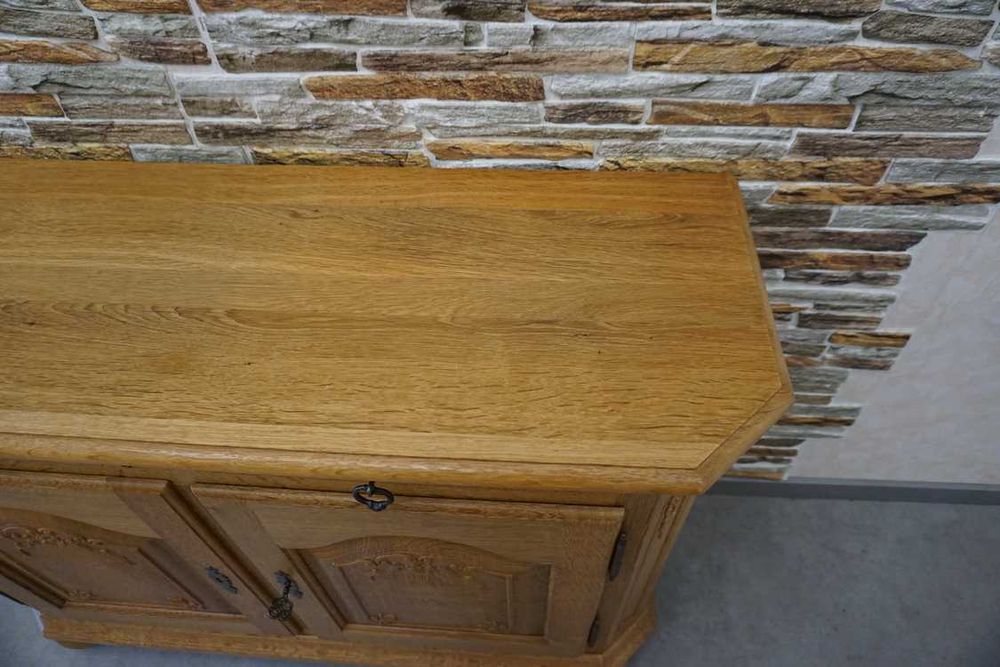 Komoda Lity Dąb 2 Drzwiowa Zgrabna Płytka szer. 117 cm  (p-1274)