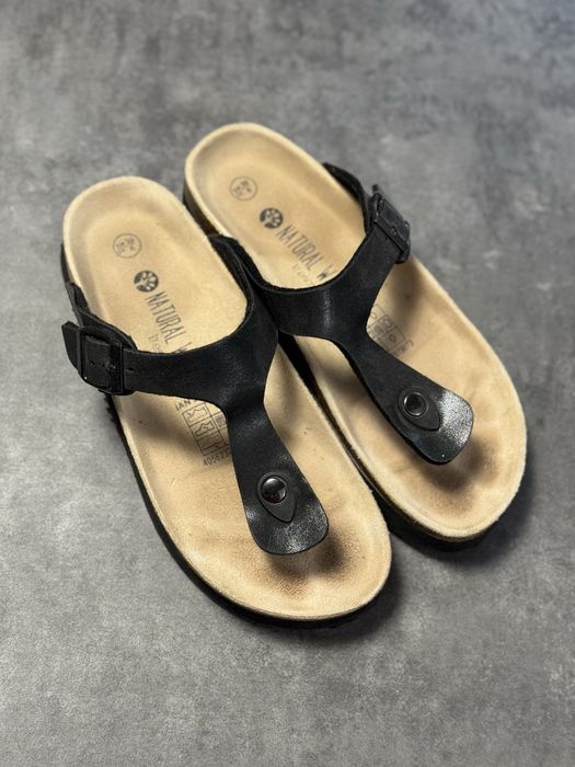 Сандалі в'єтнамки чорні в стилі birkenstock, чорні вєтнамки esmara