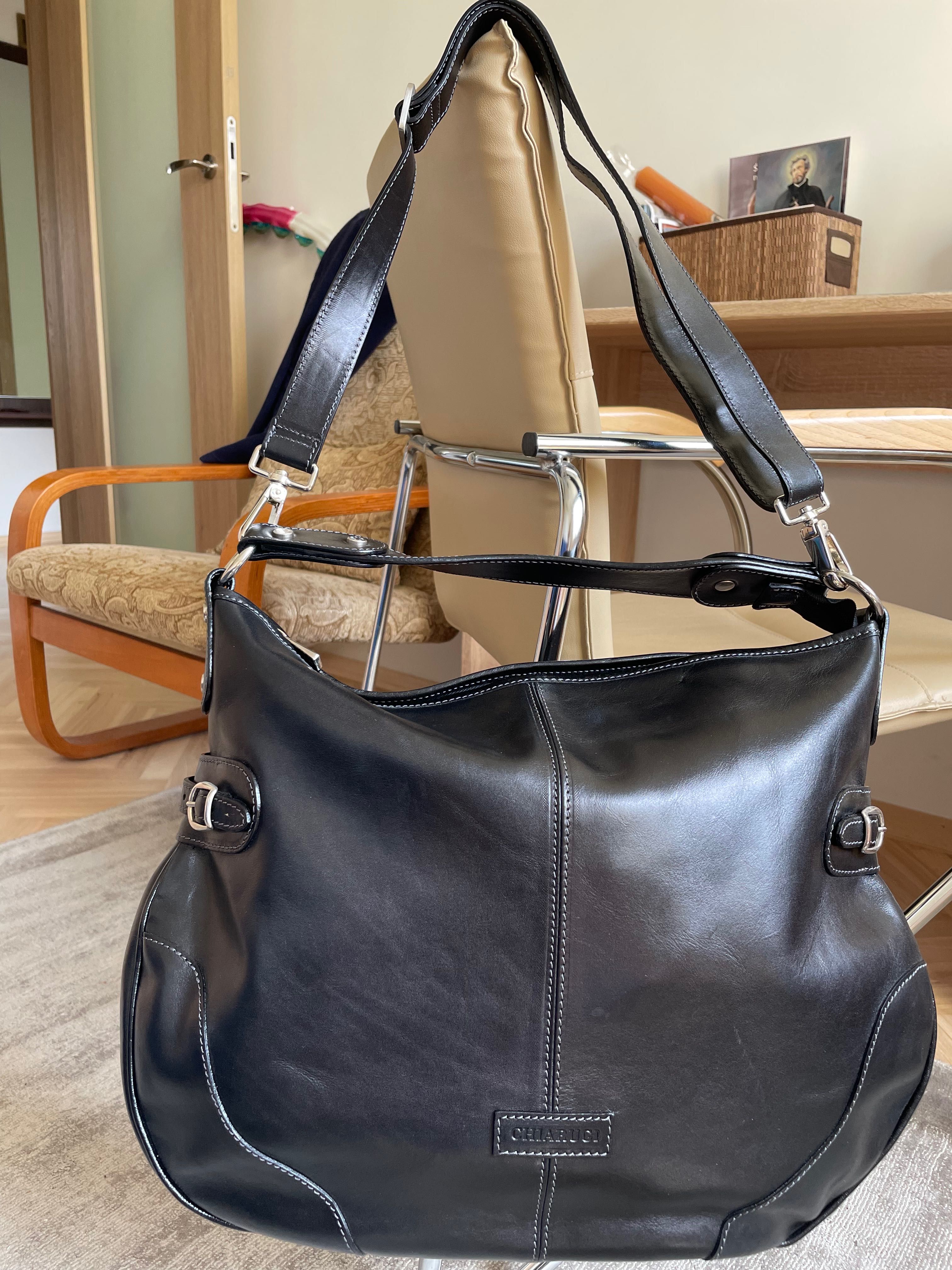 CHIARUGI Nowa oryginalna włoska skórzana torba L-XL mieści A4,dust bag