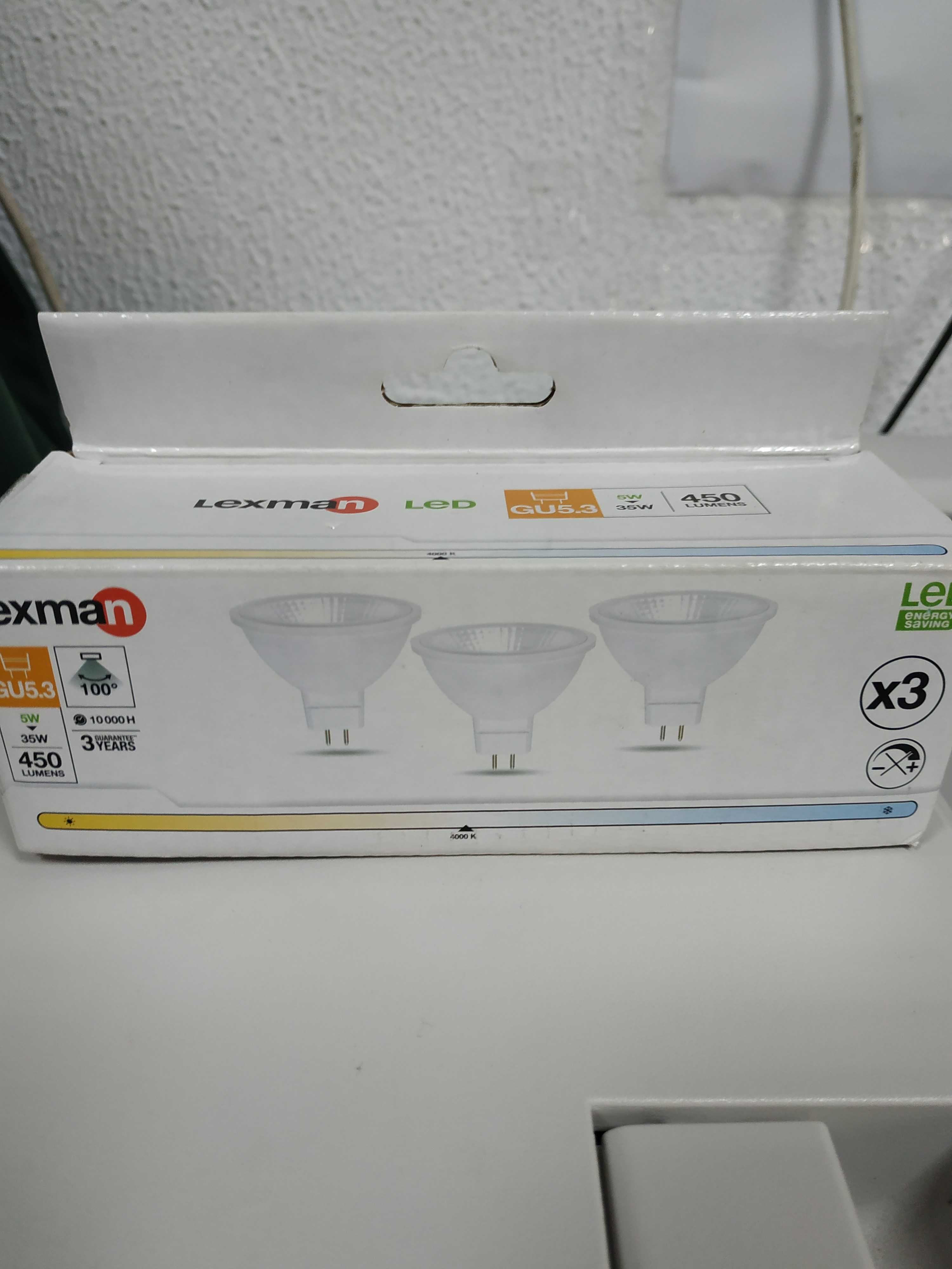 4  Lâmpadas de 12 Volts GU 5.3 LED 5/35 Watts NOVAS