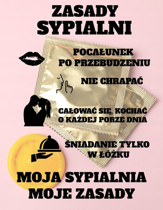 plakat metalowy full print zabawny idealny prezent zasady sypialni