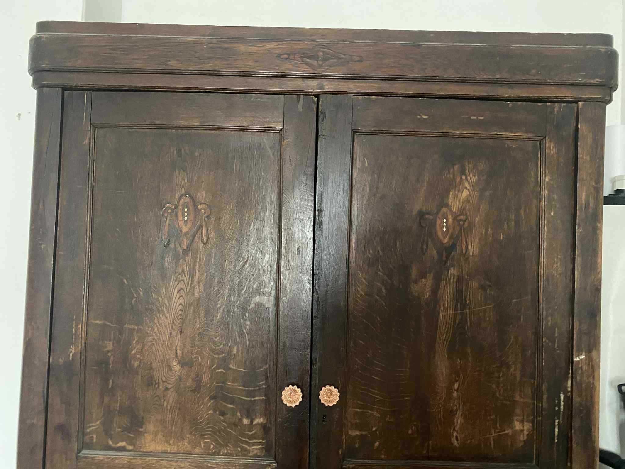 Piękna, duża szafa z inkrustacjami w stylu art deco, lata 30