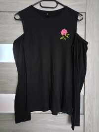 Czarna bluzka damska z wyciętymi ramionami