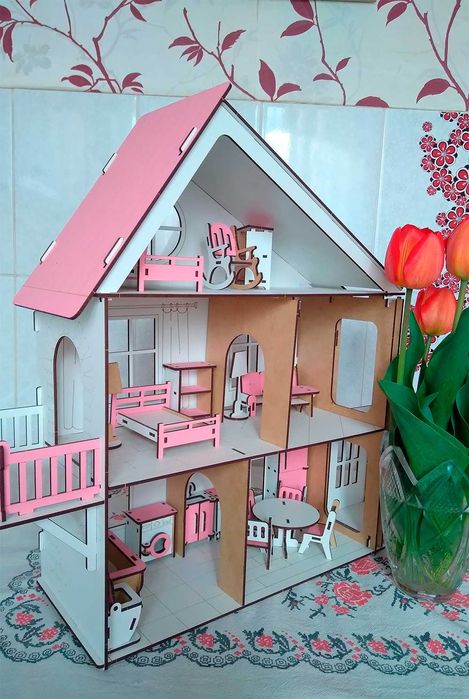 Ляльковий будиночок для ЛОЛ з меблями та рухомим ліфтом  ХДФ