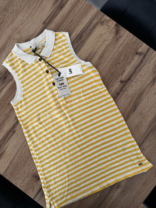 Koszulka polo bez rękawków w paski Lee