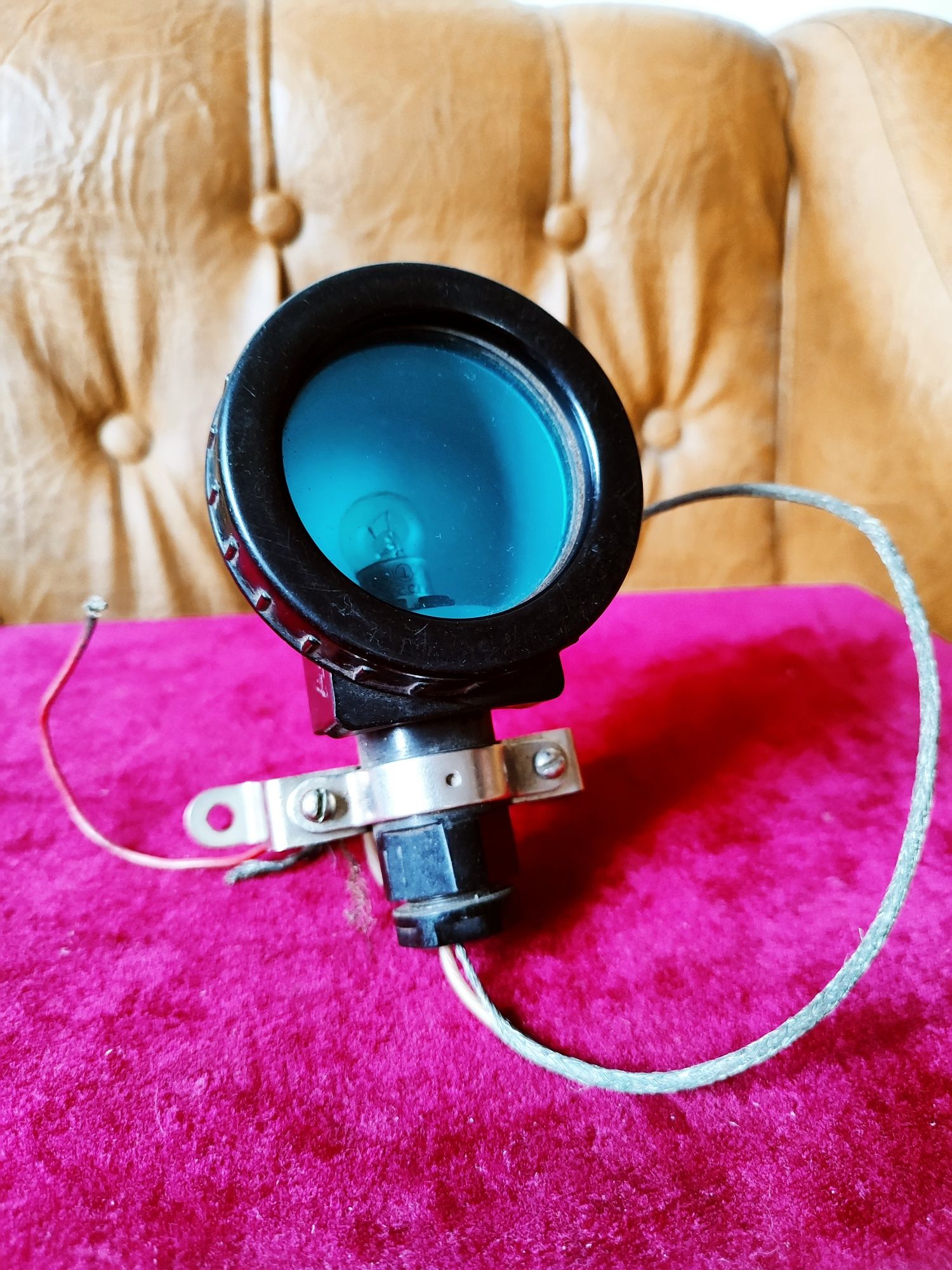 Фонарь в стиле Лофт бункерный светильник сигнальный синий цвет