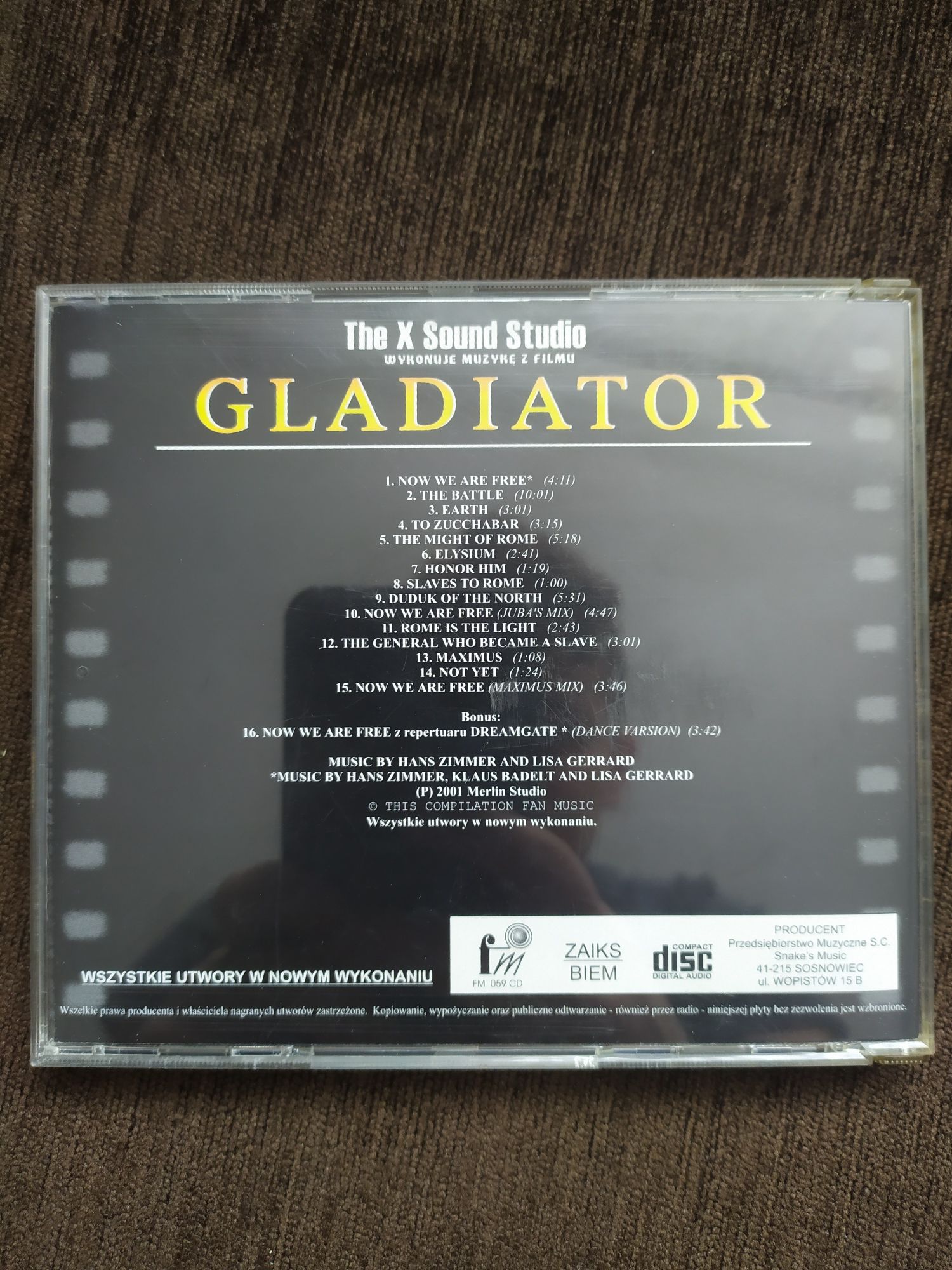 Gladiator muzyka cd the x sound studio 16 filmowych super hitów