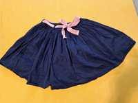 Rozkloszowana spódnica ciemnoniebieska z kokardką, r.128-134