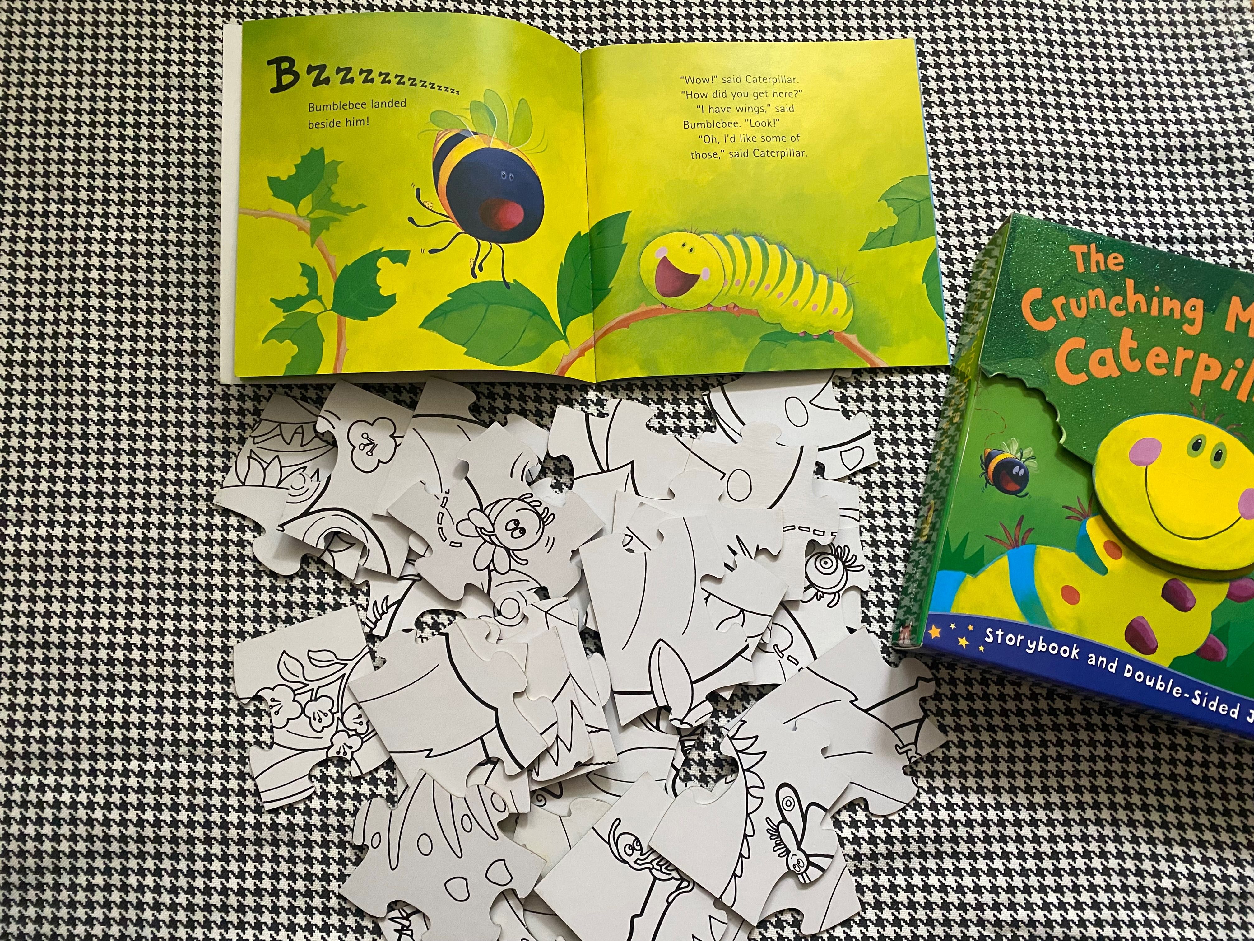 Super puzzle po angielsku, piękny jednorożec i książeczka