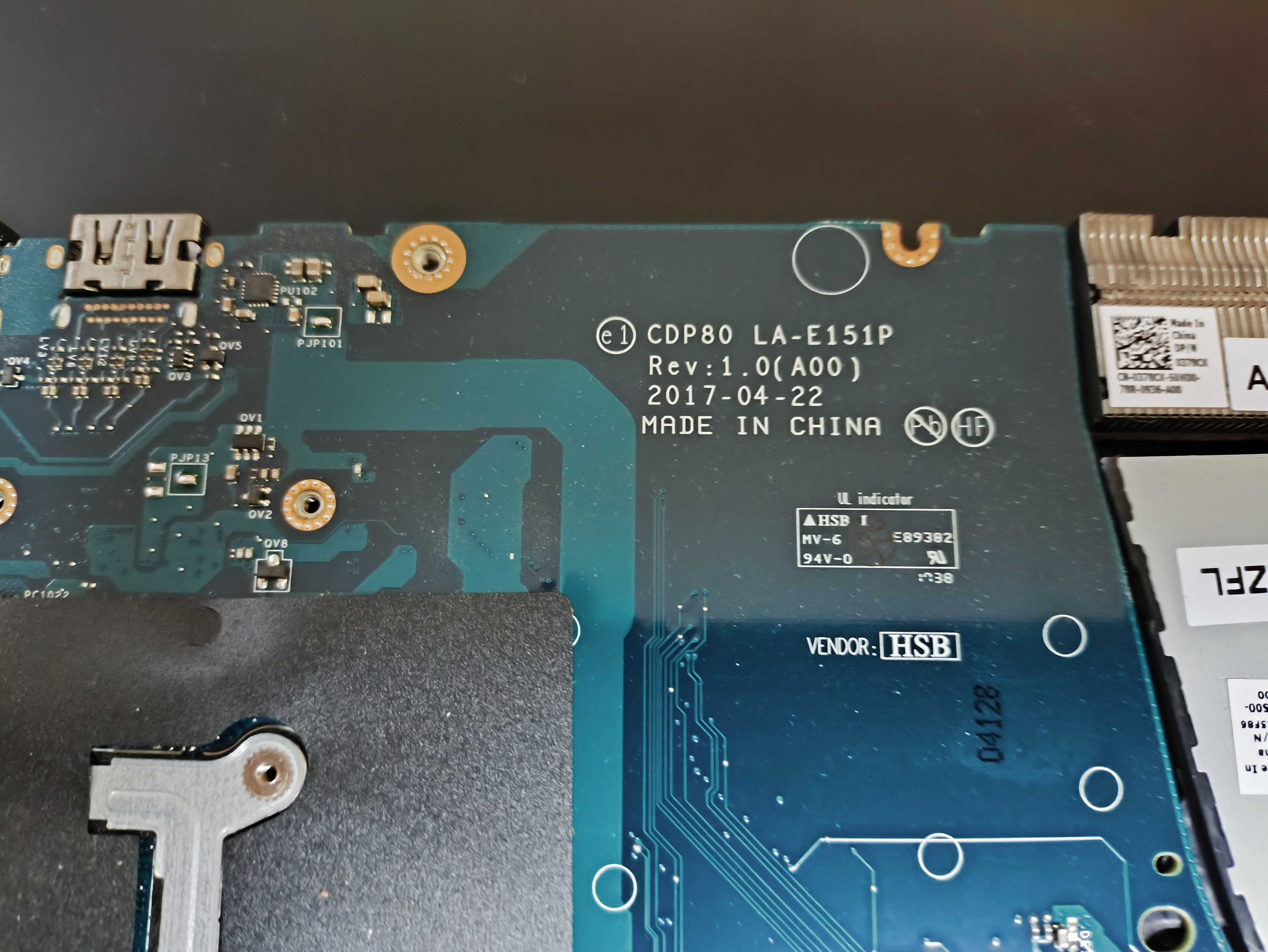 Материнская плата LA-E151P Dell 5580 3520 i5-7300HQ