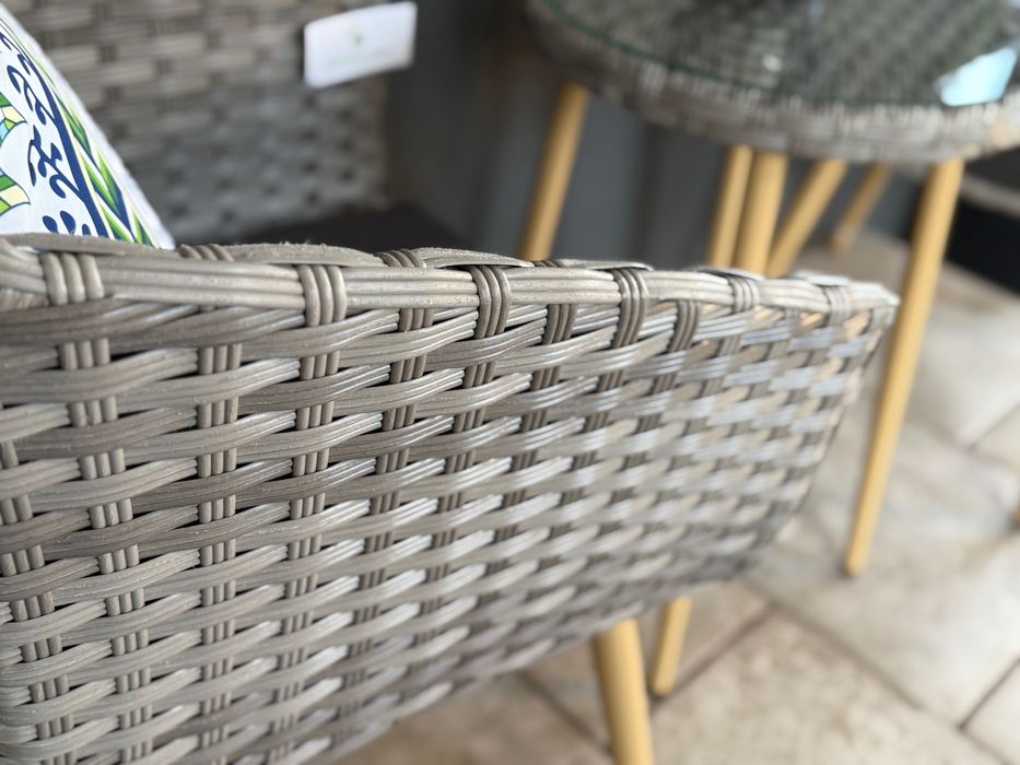 zestaw z technorattanu na balkon 2+1 szary mix