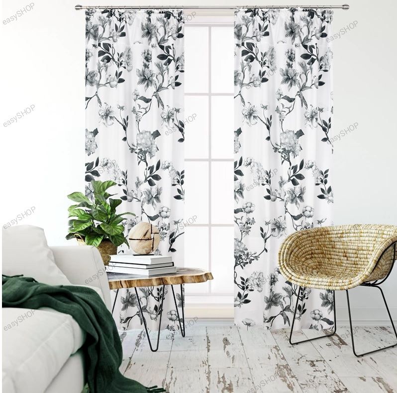 ‼️ WYPRZEDAŻ ‼️ 2 zasłony z mikrofibry 250x145 wzór kwiatowy