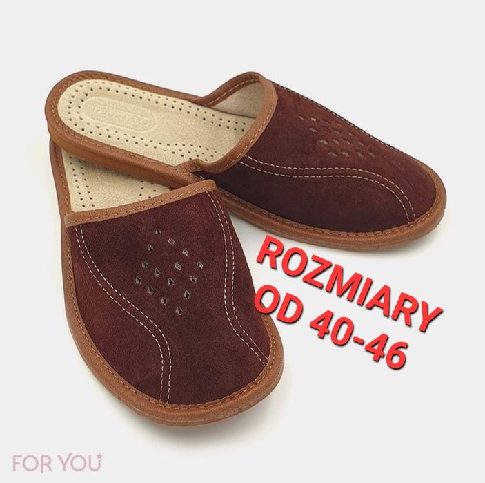 Pantofle,laczki,papcie 43 skóra naturalna góralskie zamsz 41 42,43