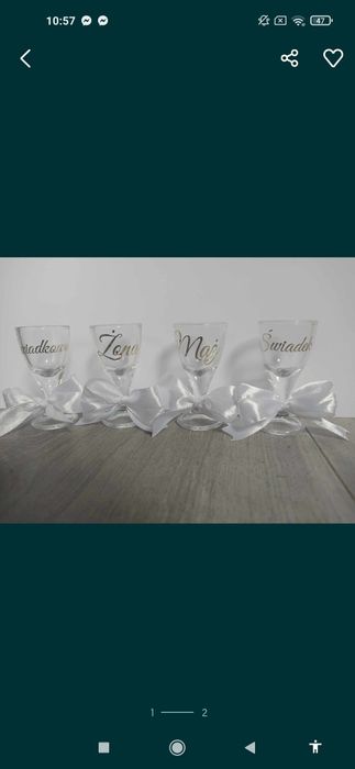 Oszukane kieliszki do wódki złoto biel Glamour