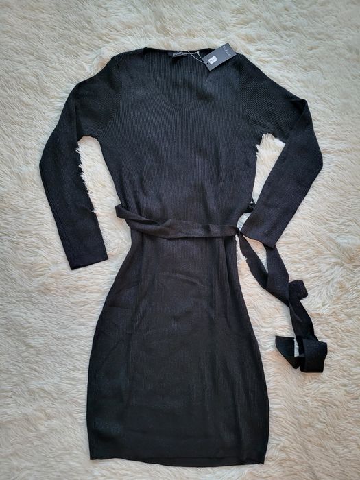 Плаття сукня в рубчик L чорна з люрексом