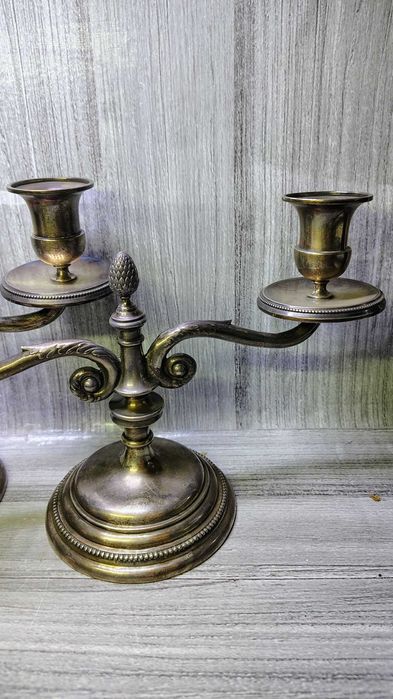 Para srebrnych świeczników - próba 835 - Antyk