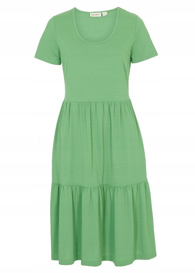 B.P.C sukienka shirtowa zielona z falbaną 44/46.