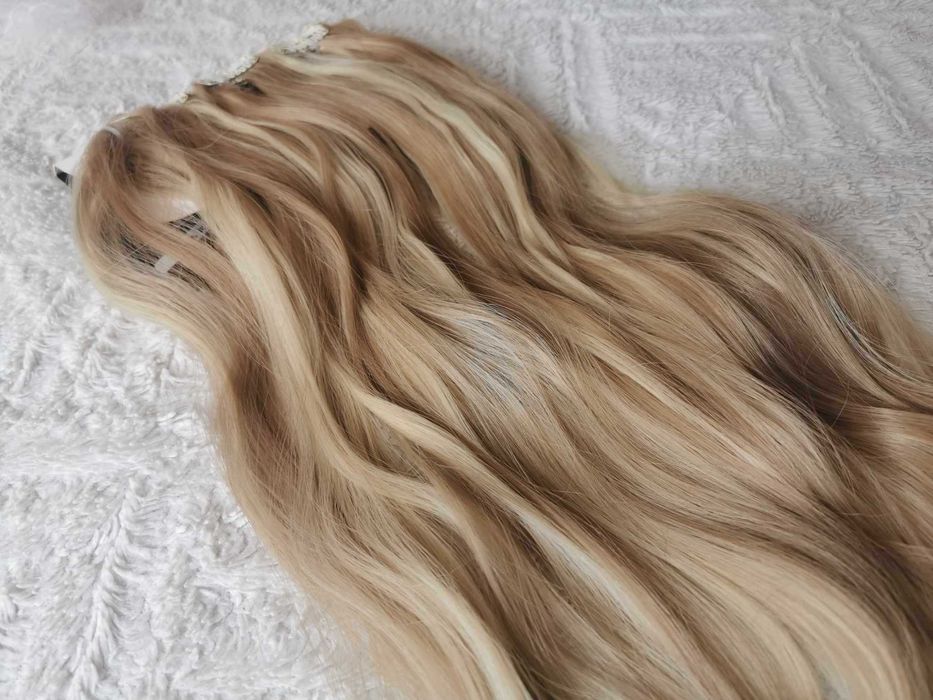 Doczepiane włosy clip in 65 cm pasma blond