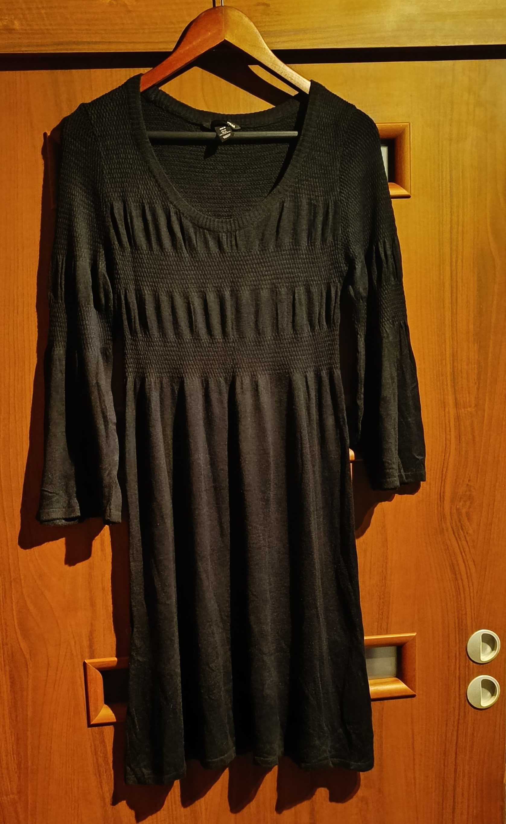 Dzianinowa sukienka midi czarna H&M, roz. M