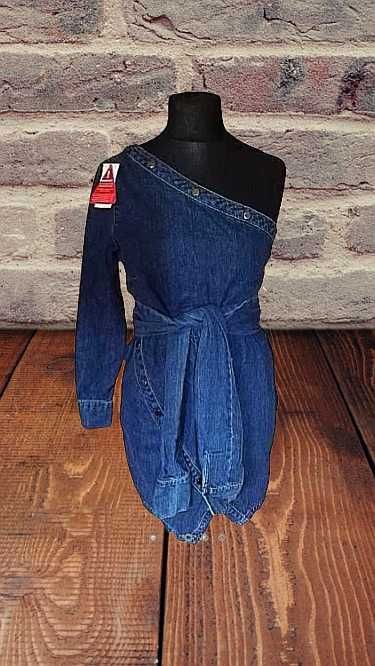 sukienka na jedno ramię jeans